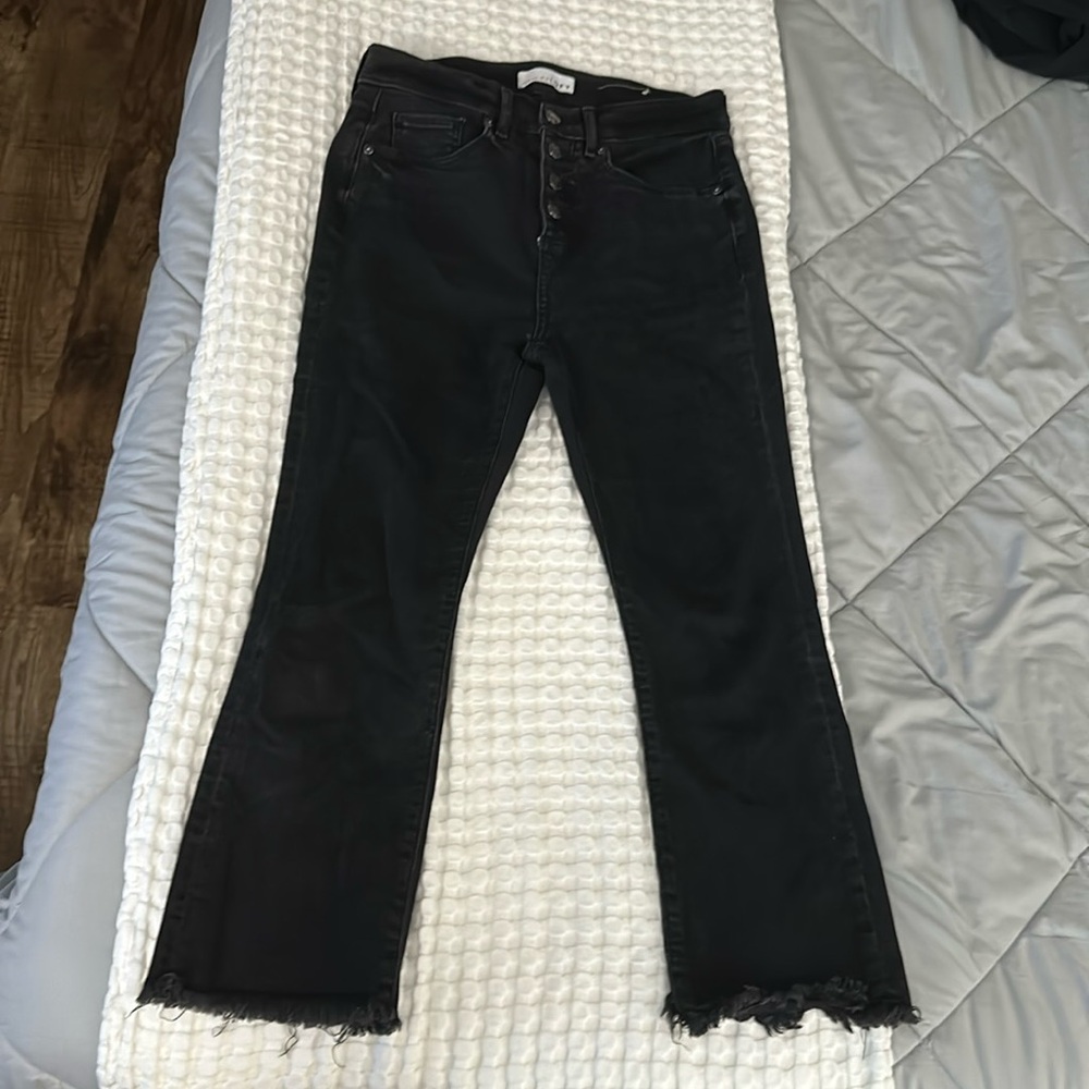 LOFT black dark washed denim ankle cropped pants